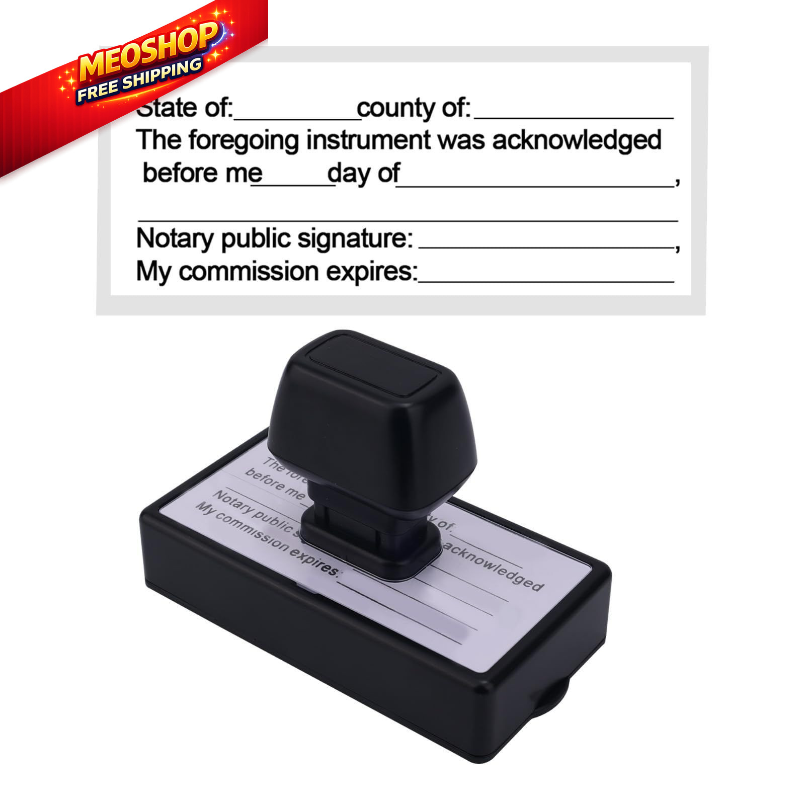 Notary Stamps Self Inking, 3.35x1.38in 3.35 x 1.38 inches, Black