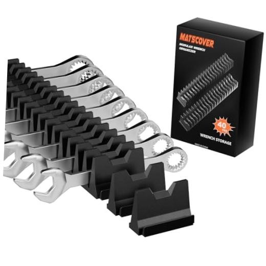 40PCS Modular Wrench Organizer Wrench Holder - Wrench Tool 40 PCS Black