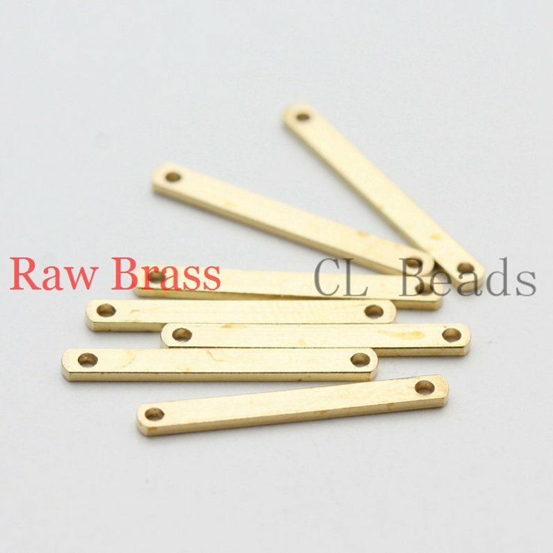 40 Pieces Raw Brass Link - Tag - Bar 18.5x2mm (CW-1800C-U-59)