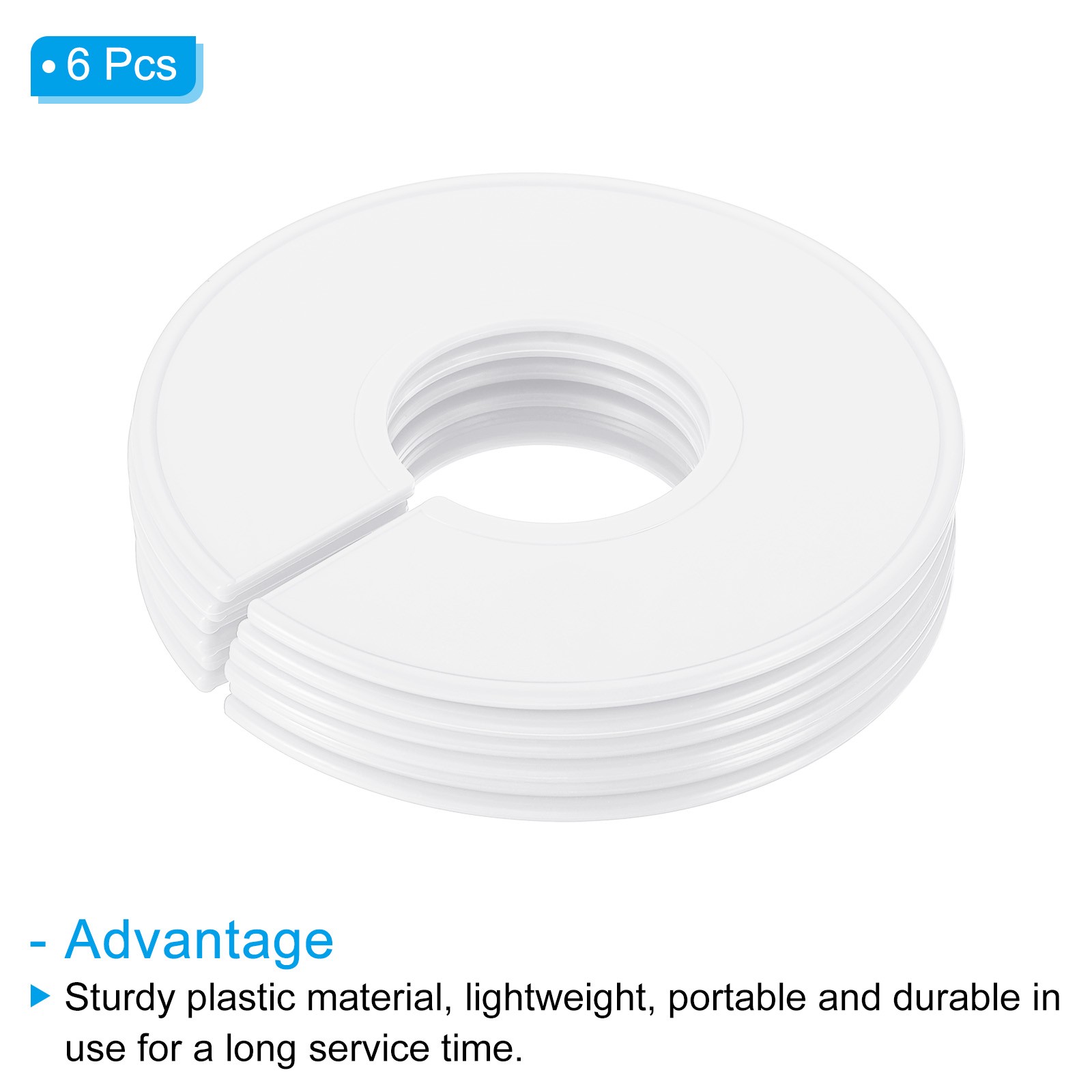 Clothes dividers, 6 pcs labels round sorting separator for wardrobe, white