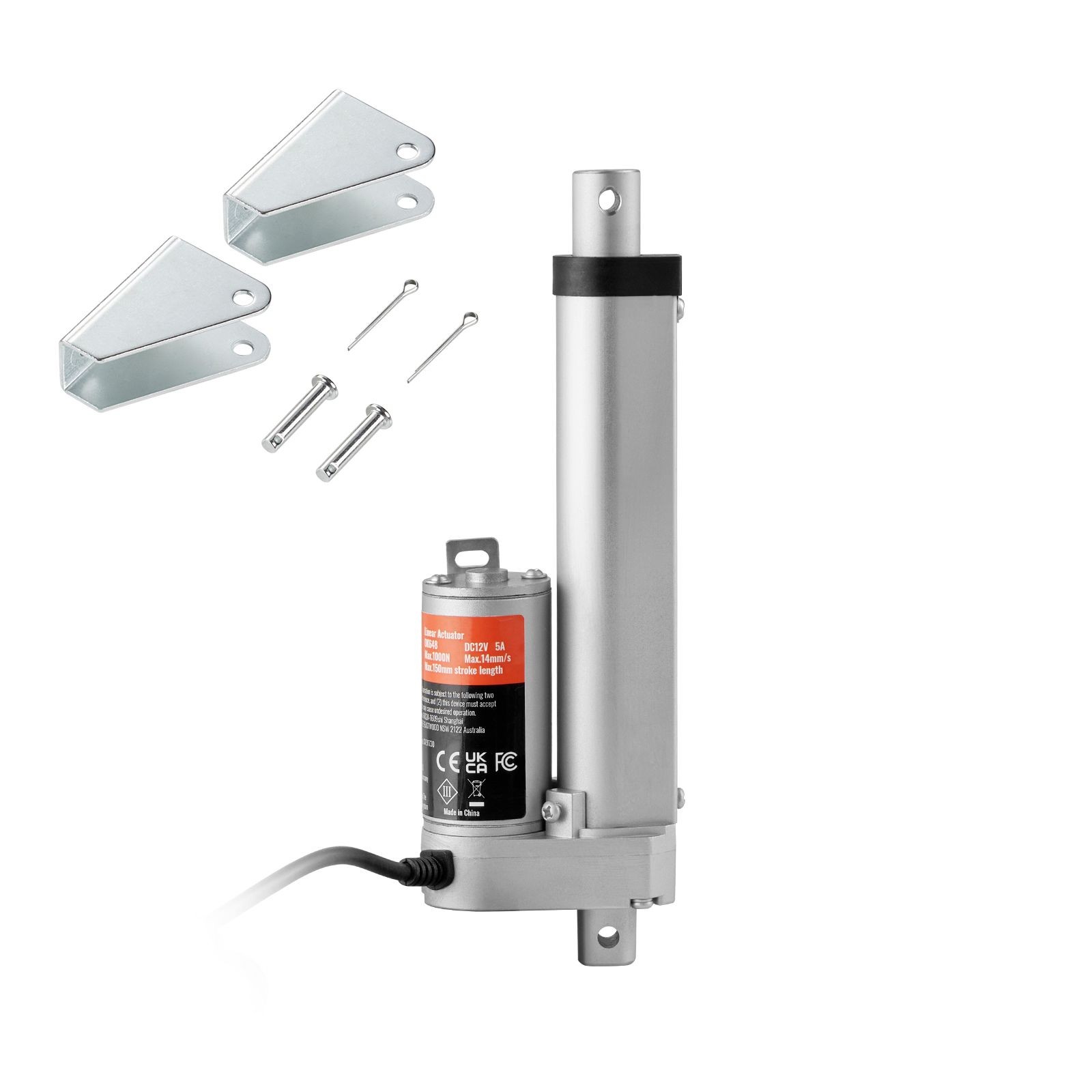 12V 4-Inch Linear Actuator 330lbs, 0.19in/s Speed, IP54 Protected