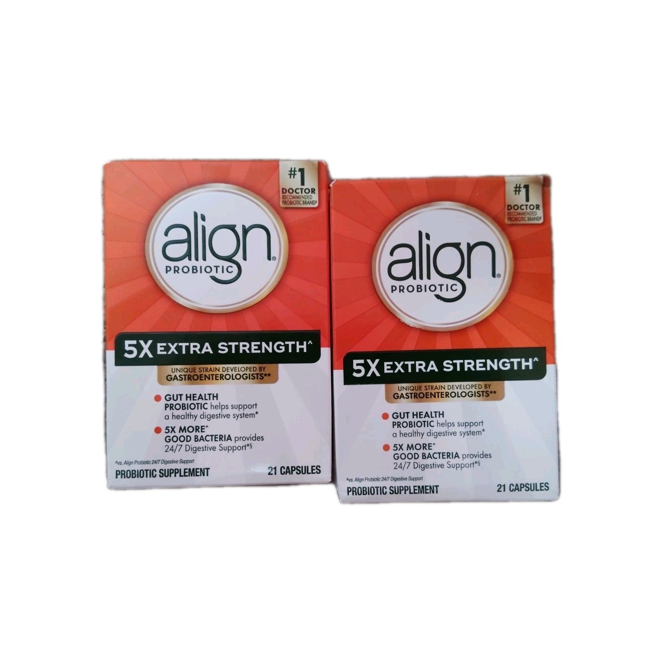 Align 5x Extra Strength Probiotic Supplement Capsules Exp 1/2028+- 2 PAck