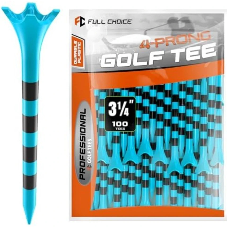 Full Choice100 Pack 3-1/4" Plastic Golf Tees, Enhanced Durability & Stability