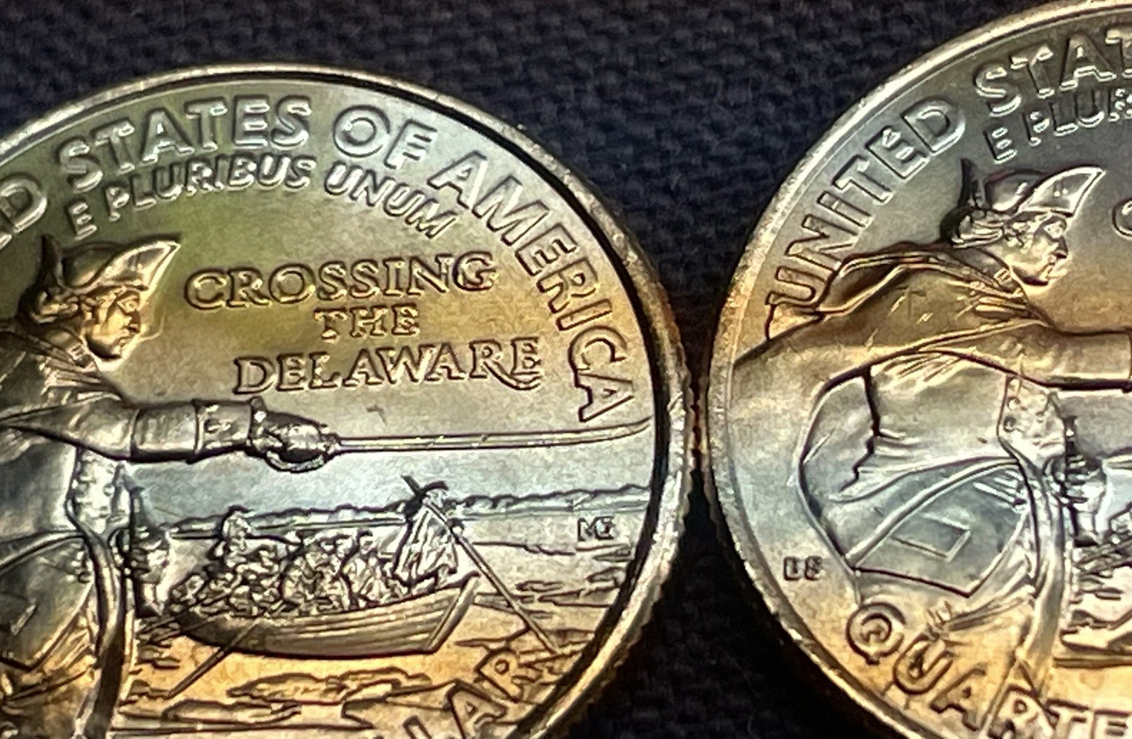 2021 P  2 GEM COINS CROSSING THE DELAWARE QUARTERS 2 DIFFERENT DIE CLASH ERRORS