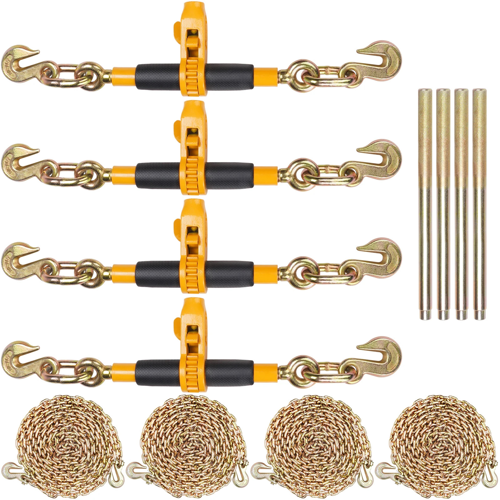 7100 Lbs Ratchet Chain Binder Secure Load with Anti-skid Handle Tie Down Hauling