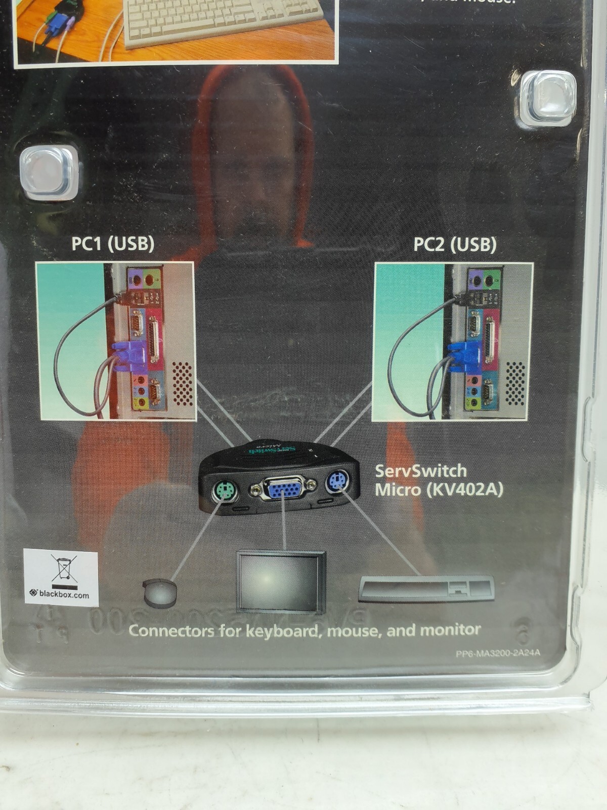Black Box ServSwitch Micro Control 2 Computers W/ 1 Keyboard KVM Switch KV402A