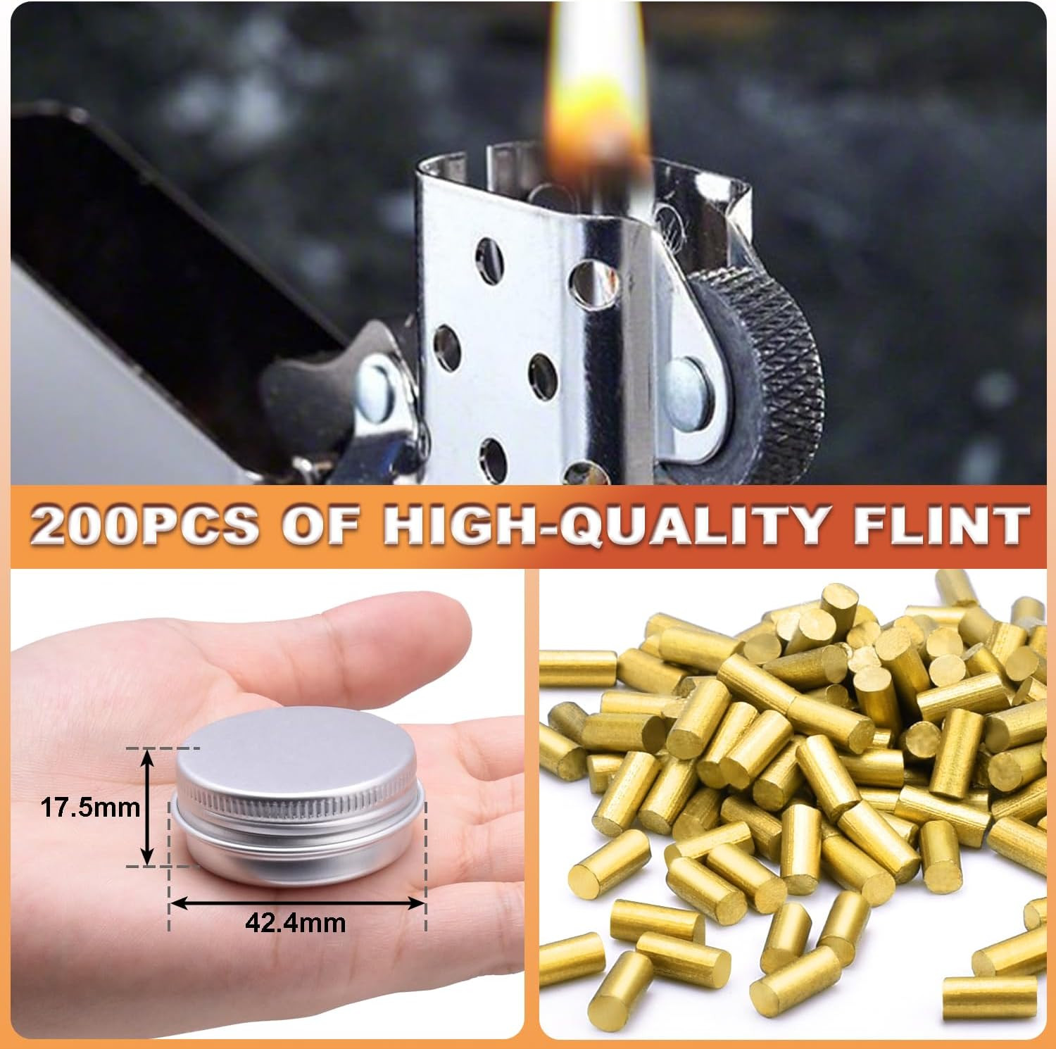 200 Pcs Lighter Flints Universal Lighter Replacement Flint Refills, Premium...