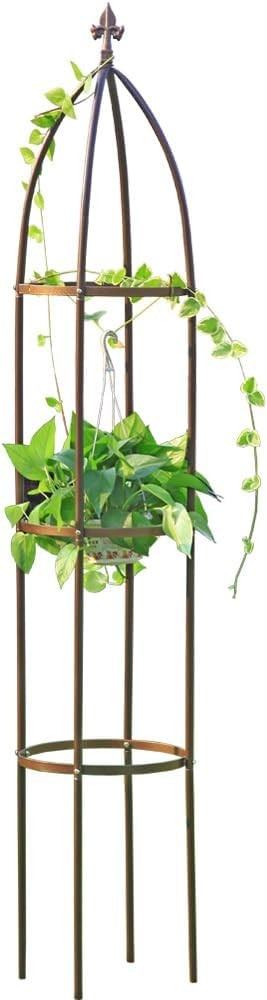 6.3feet Obelisk Garden Trellis Metal Sturdy Climbing Vines Plant Support Bronze