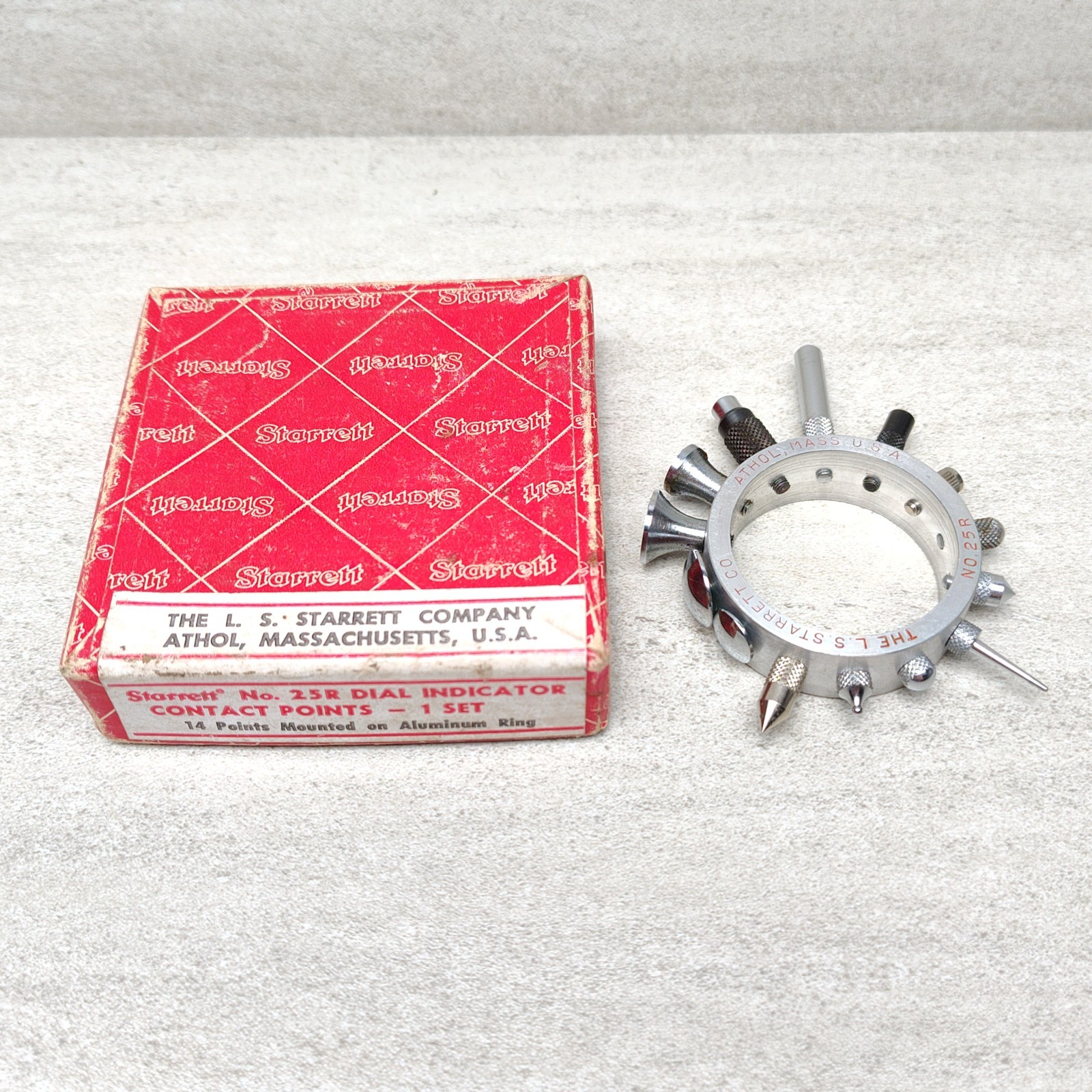 Starrett 25R Dial Indicator Contact Point Set, 14 Points on Aluminum Ring