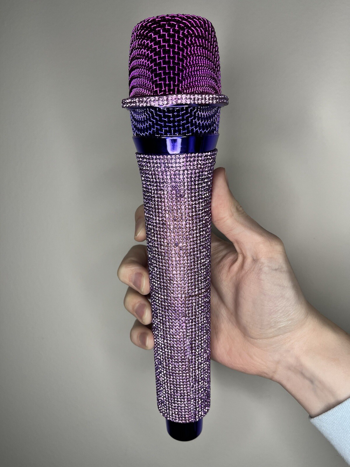 Lavender Rhinestone Wireless Karaoke Microphone + Receiver System - Rechargeable