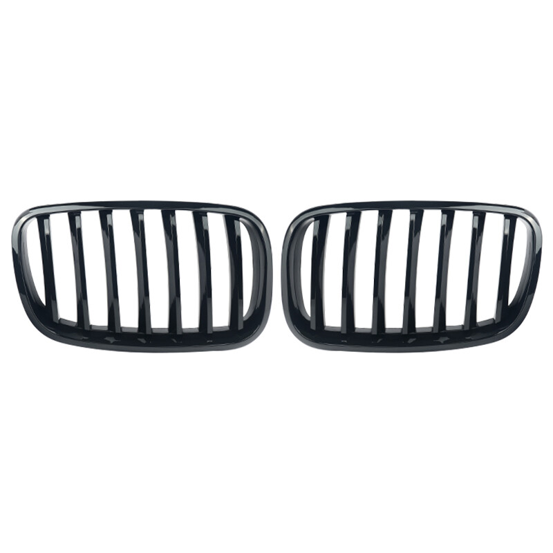 Pair Front Gloss Black Kidney Grille Grill For BMW X5 E70 X5M X6 E71 E72 2007-13
