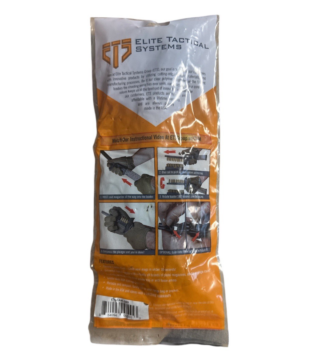 ETS C.A.M. Universal Speed Loader for .380 Cal Magazines - Black