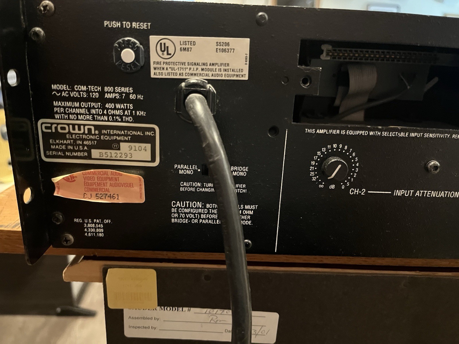Crown Amp Com Tech 800 - Please Read Description -TESTED AT LENGTH TO FULL POWER