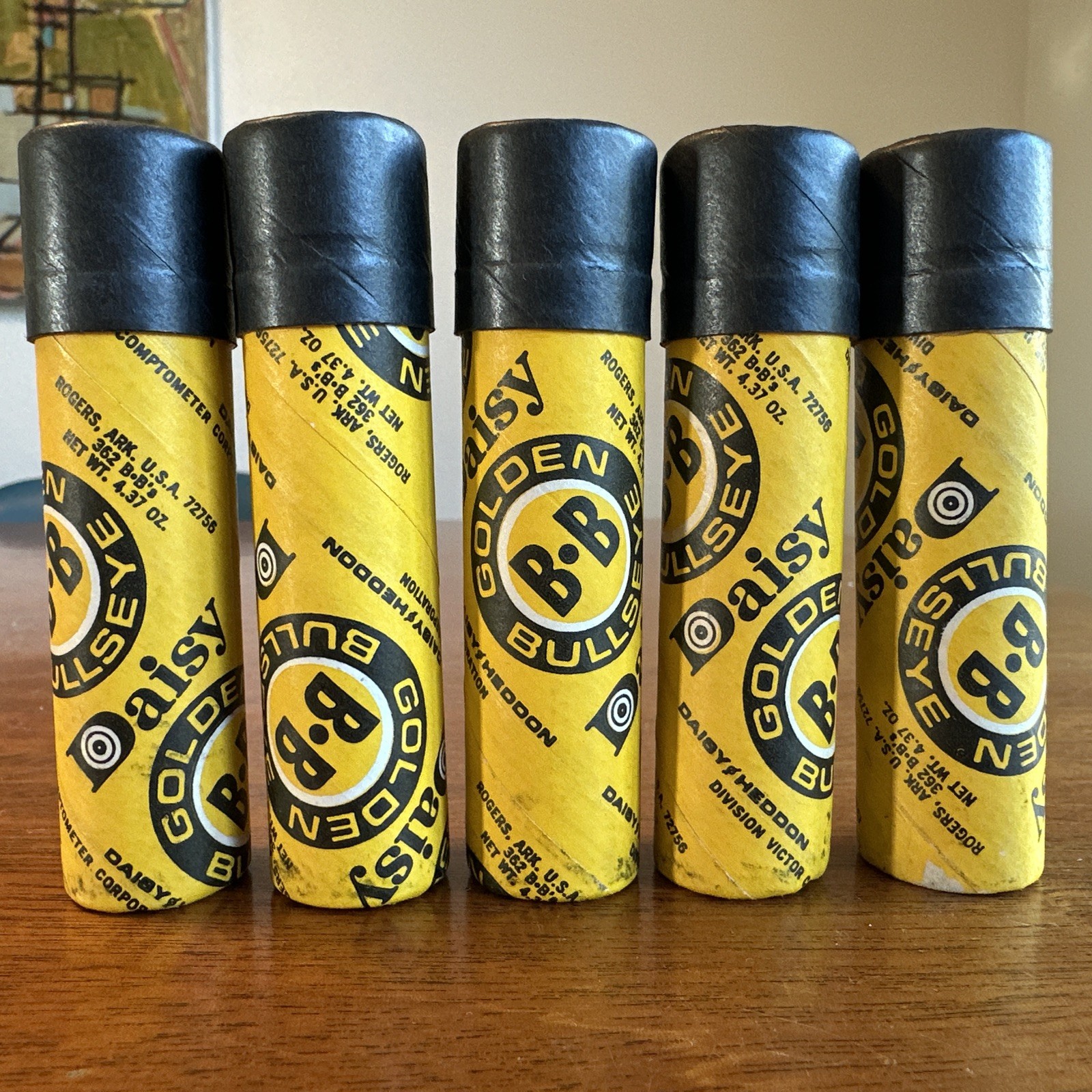 Vintage Daisy Golden Bullseye BB Lot of 5 Tubes RARE 4.37 oz 362 BBs/tube