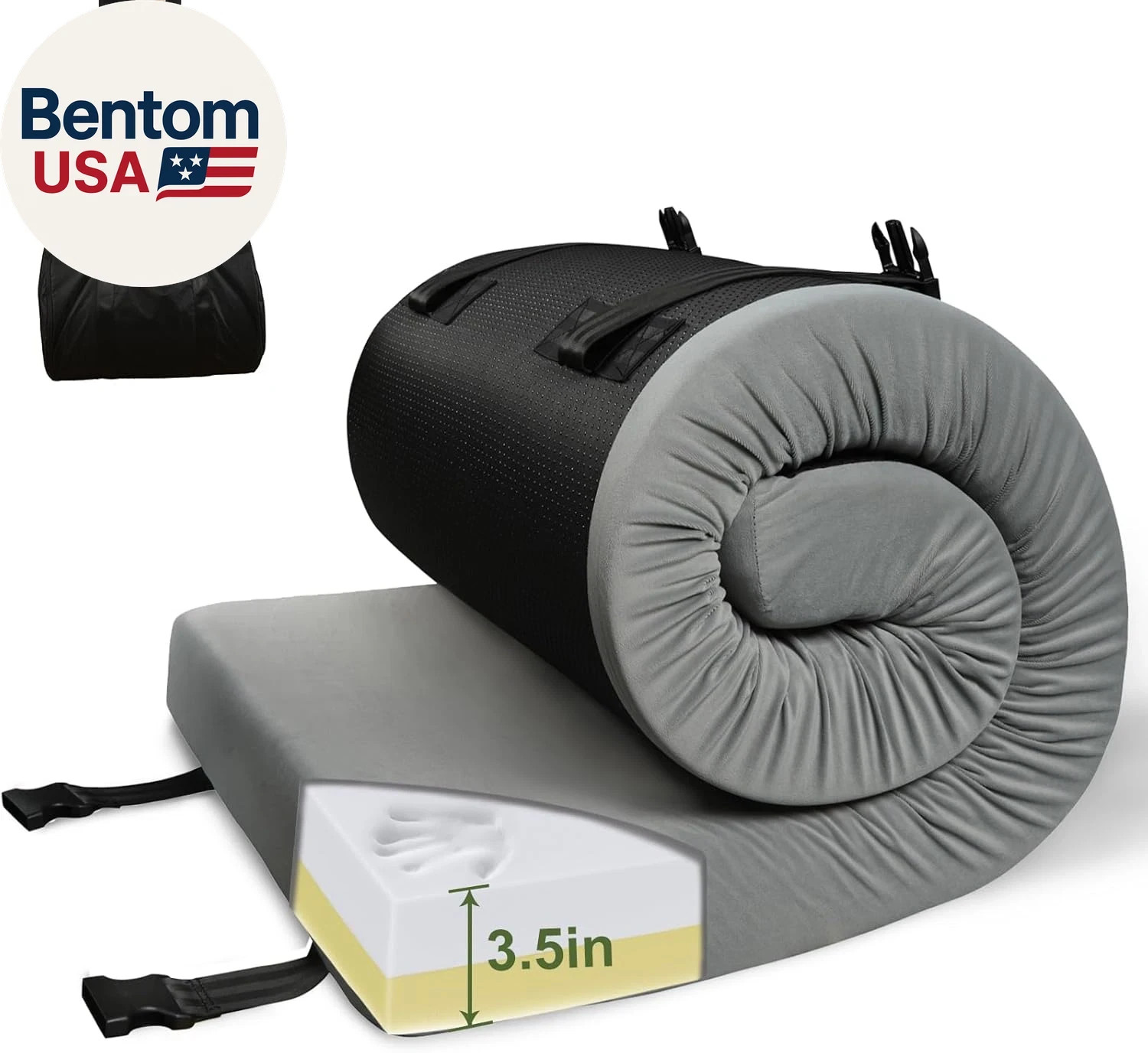 3.5" Extra Thick Foam Camping Mattress, Waterproof Cover & Travel Bag, Portable