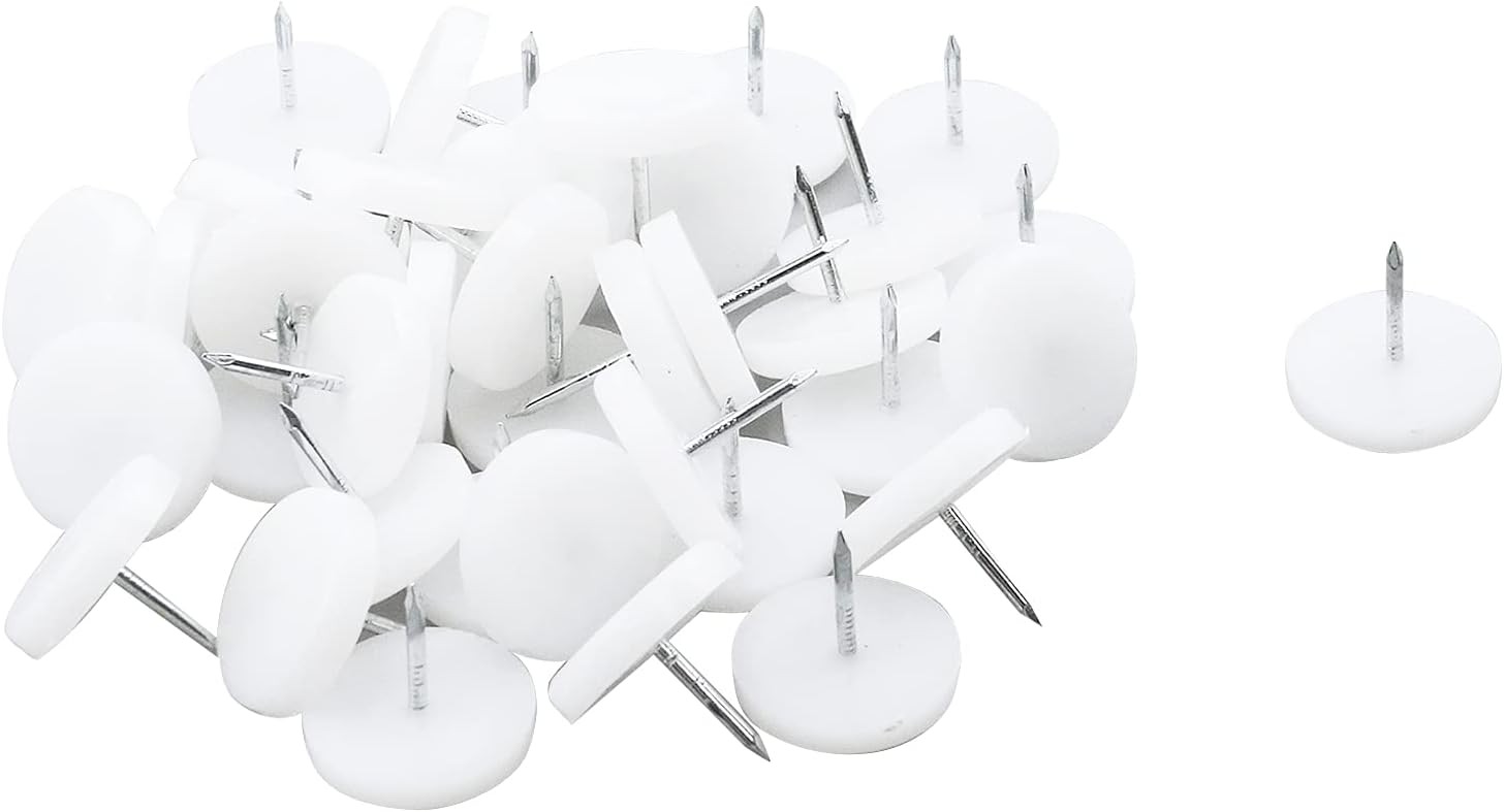 Nylon Glides 40pcs 25mm White Nail On Furniture Sliders