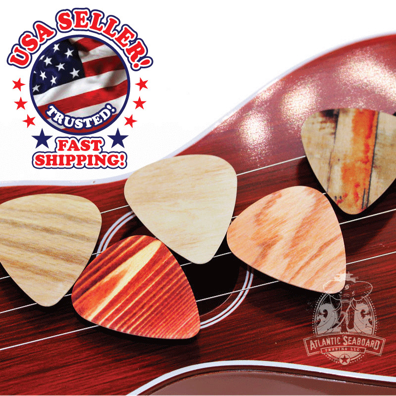 Simulated Woodgrain Plastic Guitar Picks -- Thickness 1.0 mm US Seller