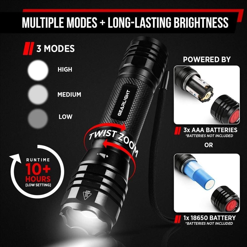 2 PACK - GearLight S1050 Compact Tactical Flashlight - NEW - Free Shipping