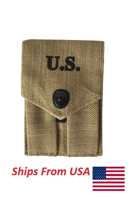 WWII US 1911 Colt .45 M1943 Canvas Double Ammo Pouch (Khaki)