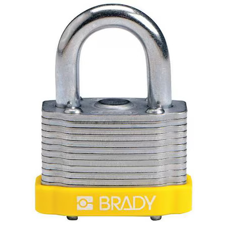 Brady 143132 Keyed Padlock, Open, Rectangular Steel Body, Hardened Steel