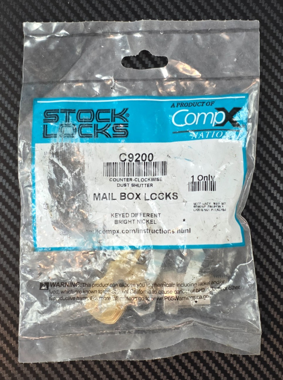 CompX Nation C9200 Pin Tumbler Mailbox Lock Bright Nickel Keyed Different