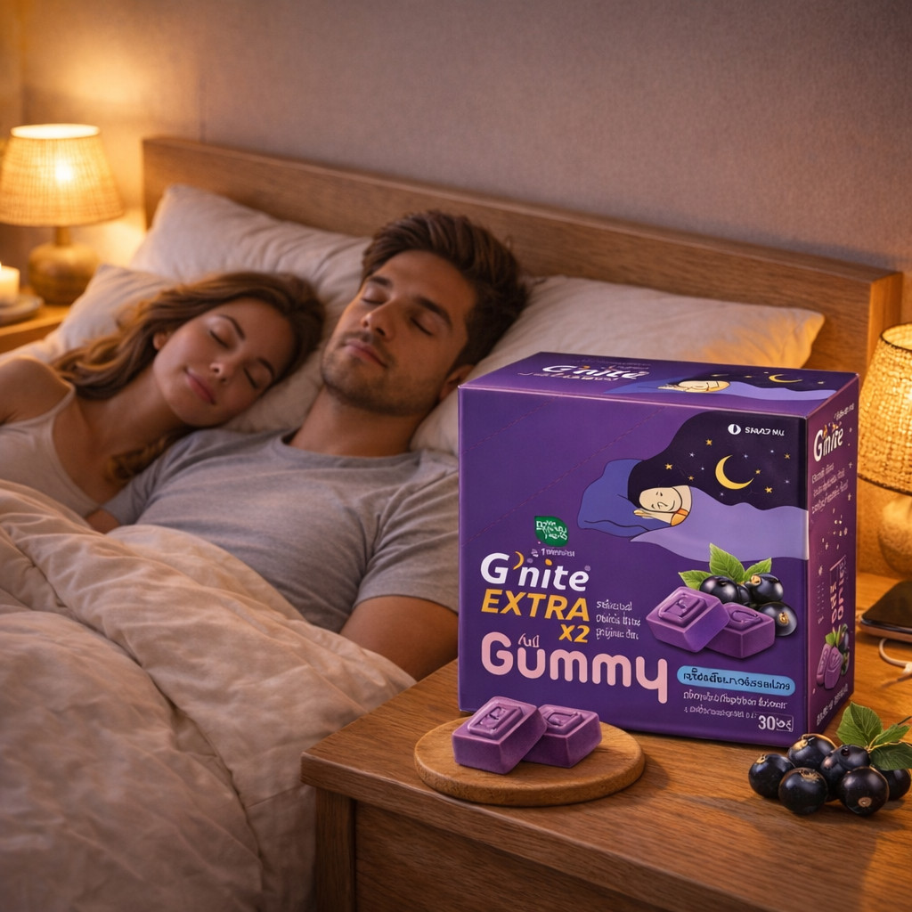 G'nite Extra Gummies Jelly Snacks Chewy Blackcurrant Chamomile 0% Sugar 6 Pack.