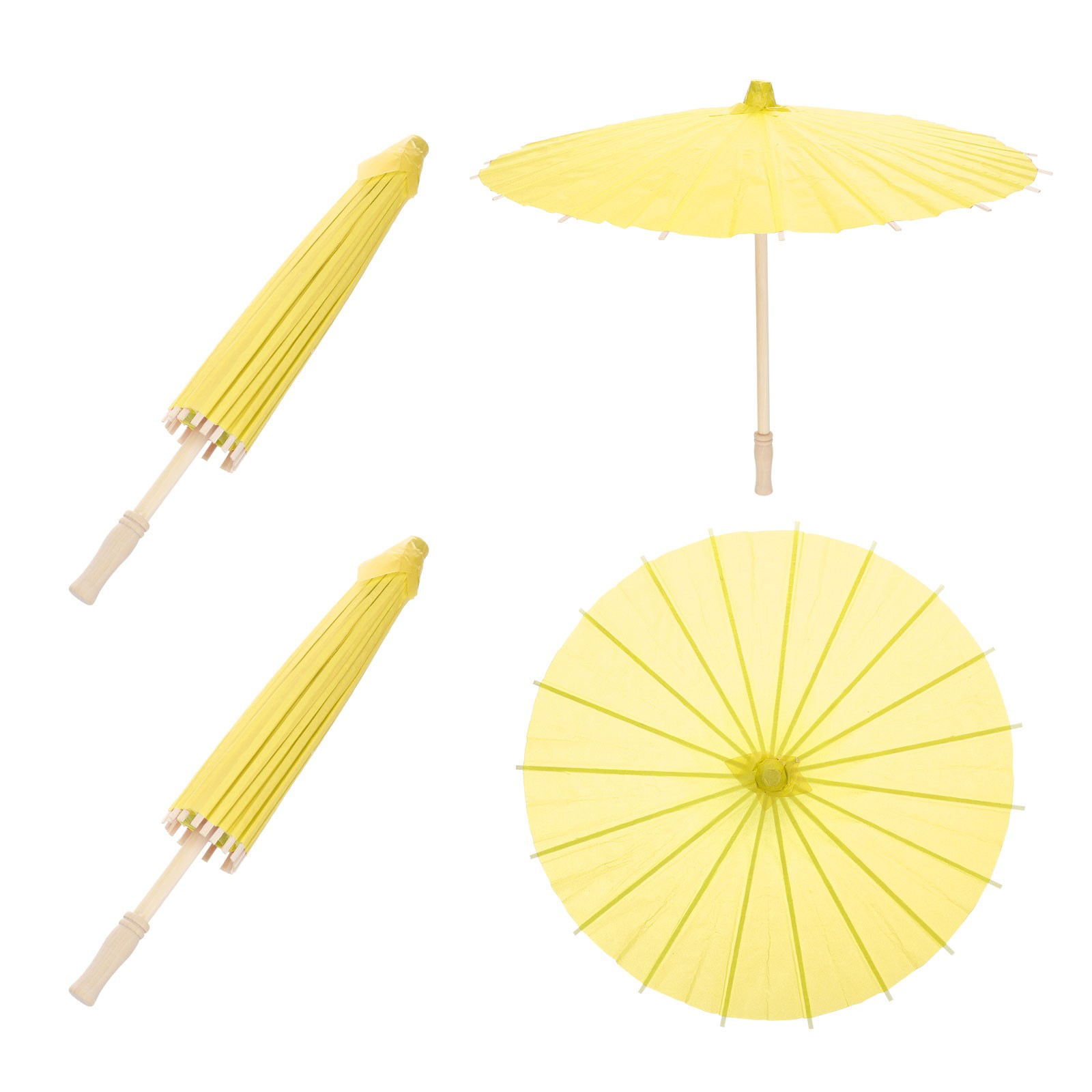2 Pcs Paper Umbrellas ,24" Paper Parasol Umbrella for Craft,Yellow