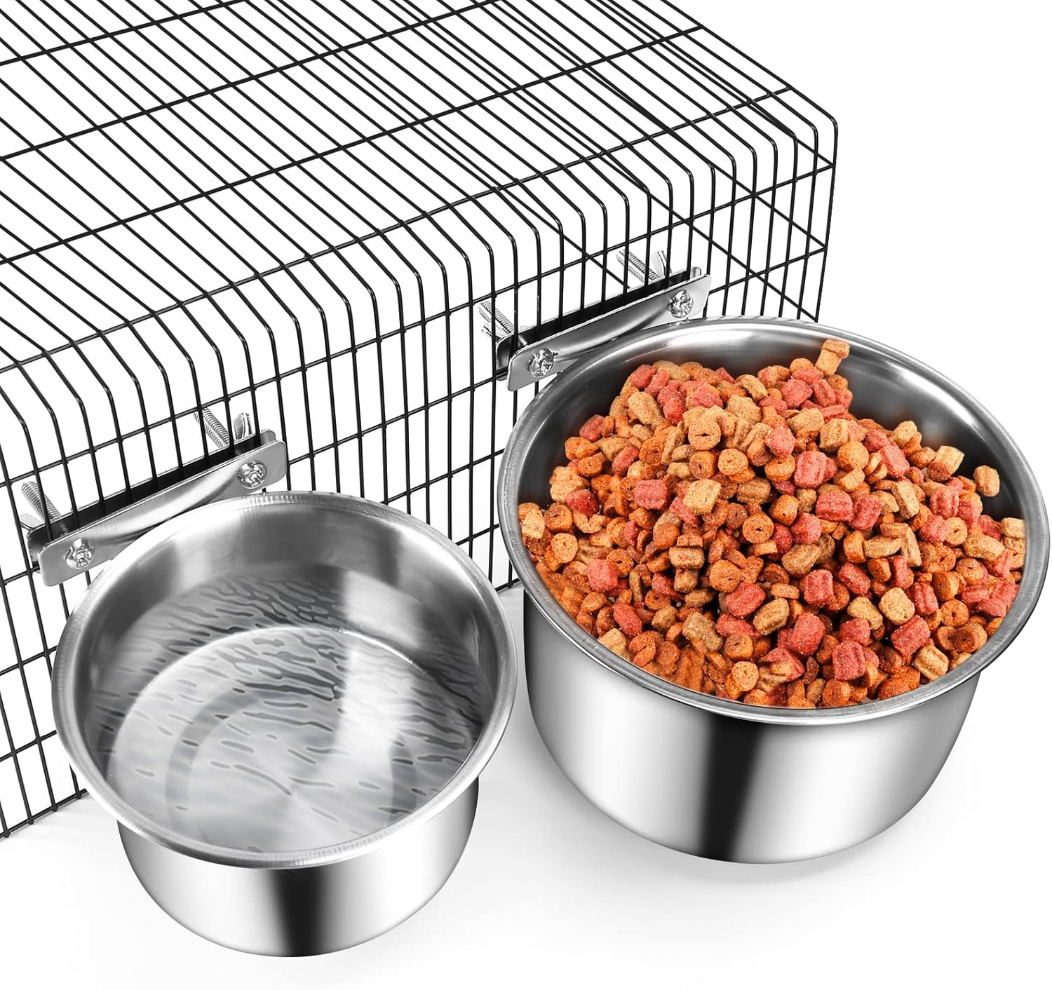 Crate Food and Water Bowl,  2 Pack Stainless Steel Hanging Pet Bowls for Crates
