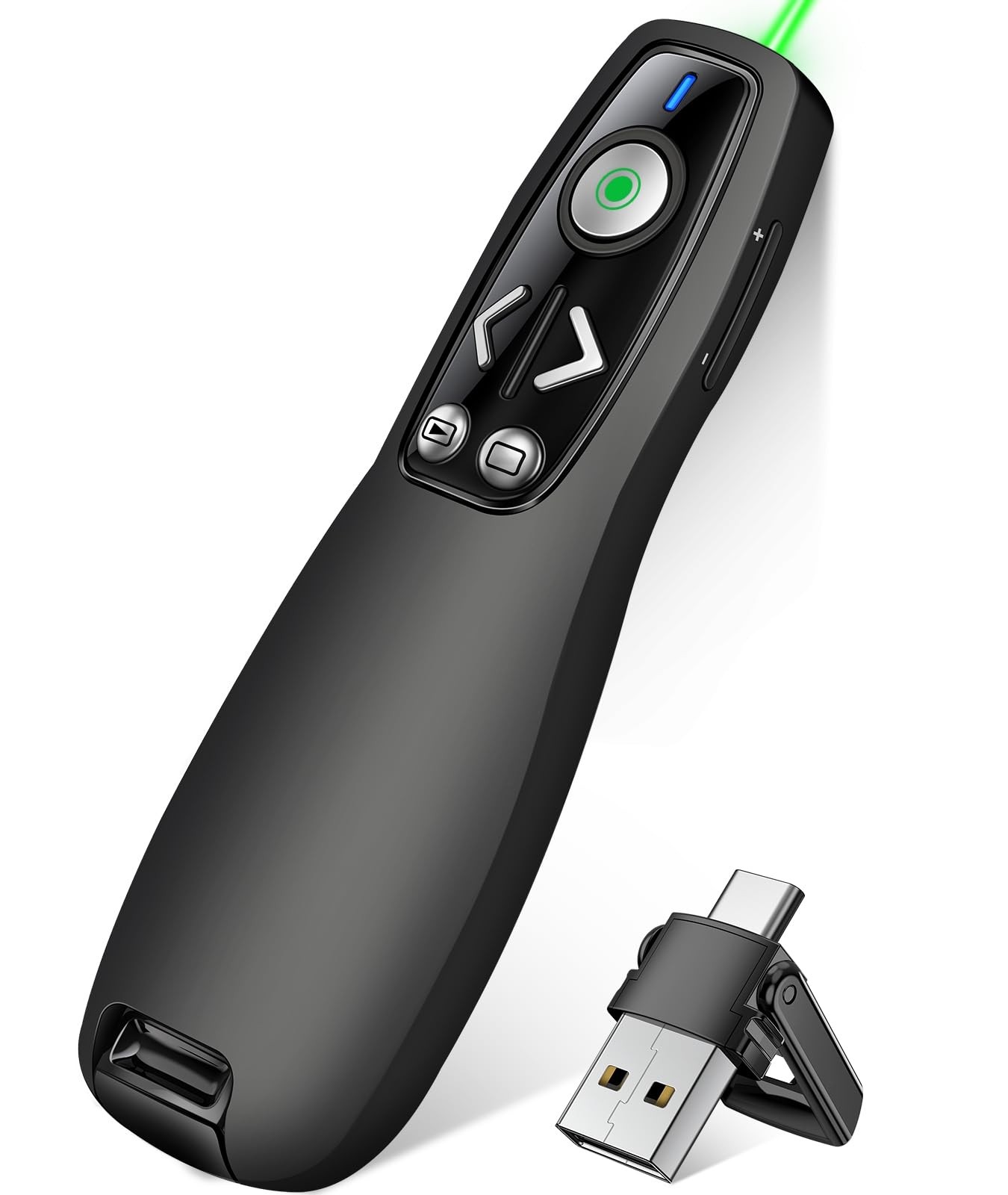 Green USB C Presenter, 2.4 GHz Wireless PowerPoint Remote Control via USB C Emp...