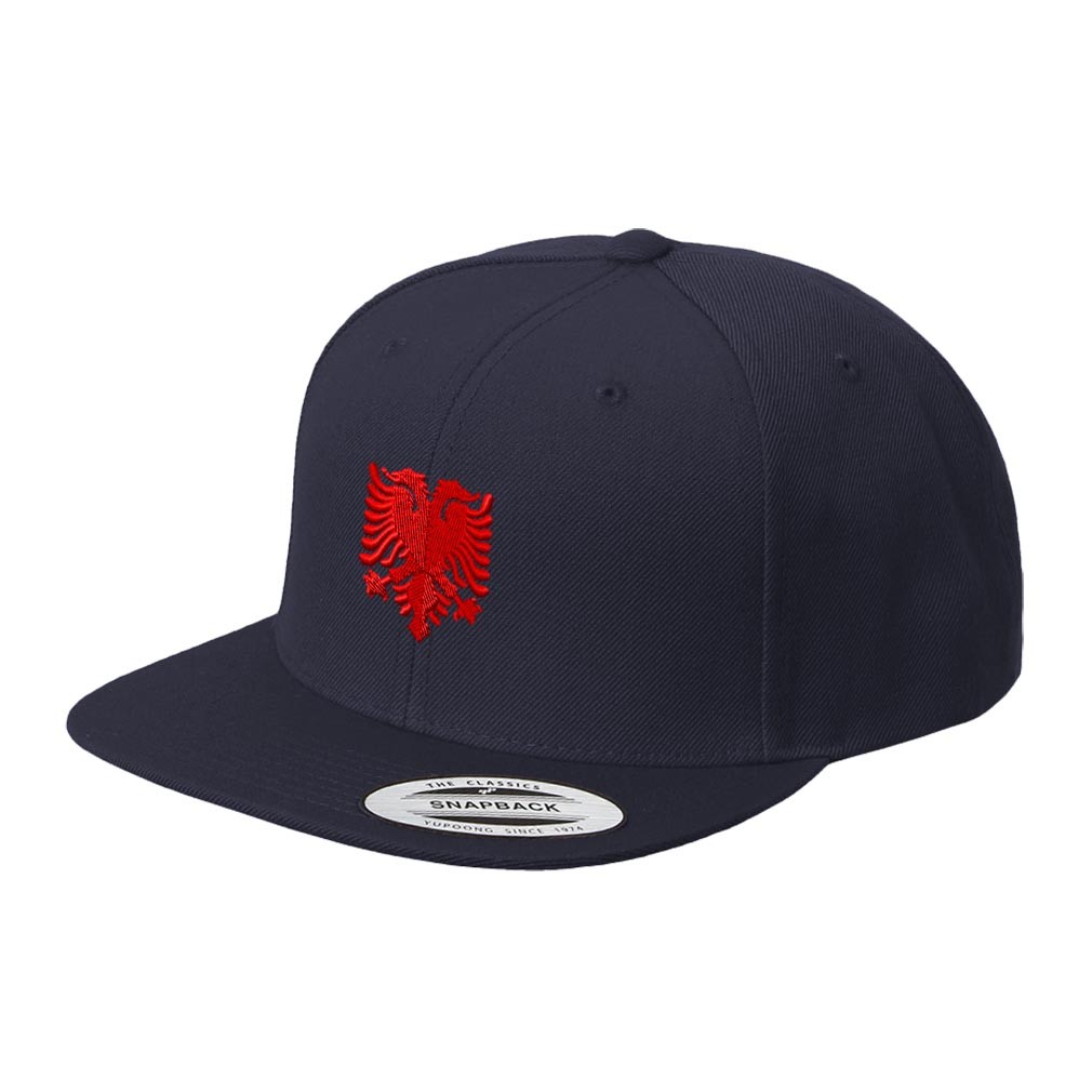 Albanian Eagle Embroidered Flat Visor Snapback Hat