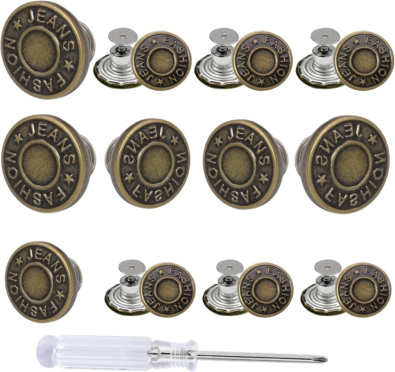 12 Sets Jeans Buttons Replacement, 17mm&20mm, 17mm&20mm-JEANS FASHION