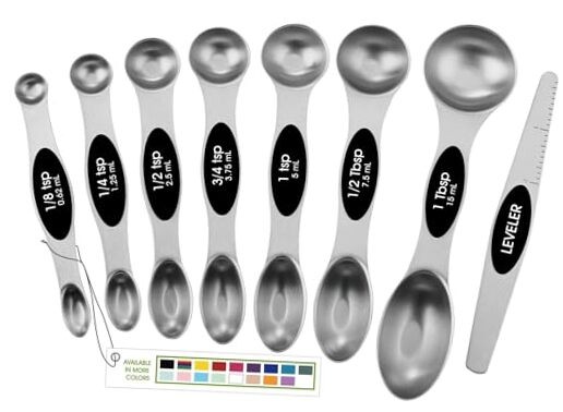 Stainless Steel Magnetic Measuring Spoons Set with Strong N45 1-Pack Black