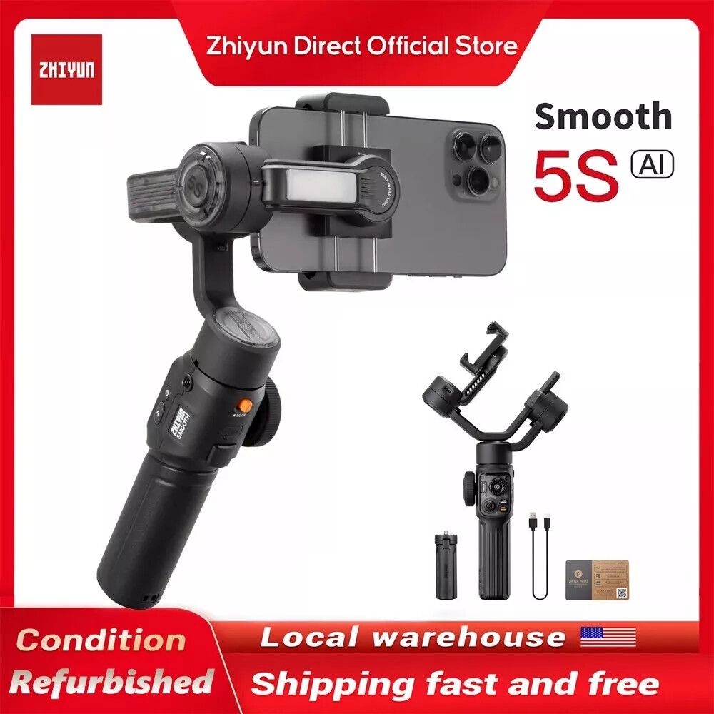 Zhiyun Smooth 5S AI 3-Axis Handheld Stabilizer Fill Light for iPhone Smartphone