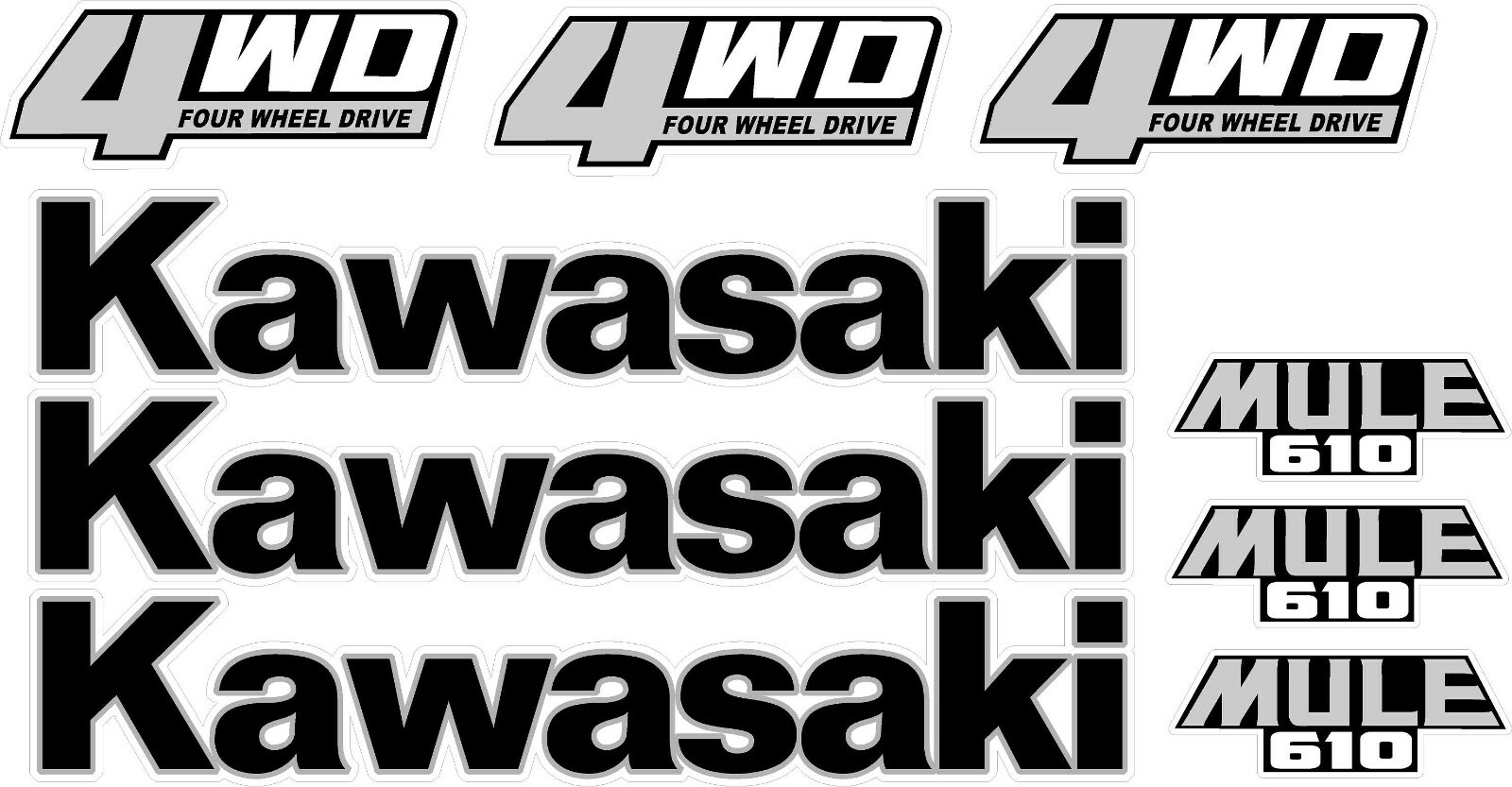 #5176b Kawasaki Mule Decal Sticker Kit LAMINATED 610
