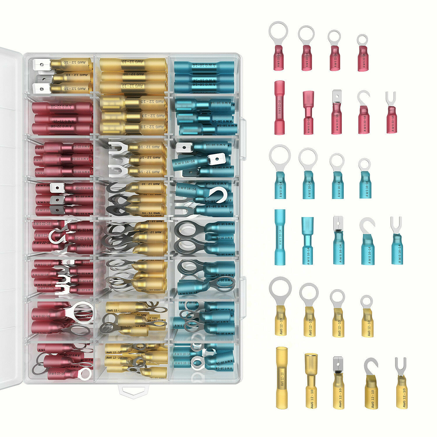 270PCS Heat Shrink Wire Connectors  Seal Crimp Butt Electrical Terminals kits