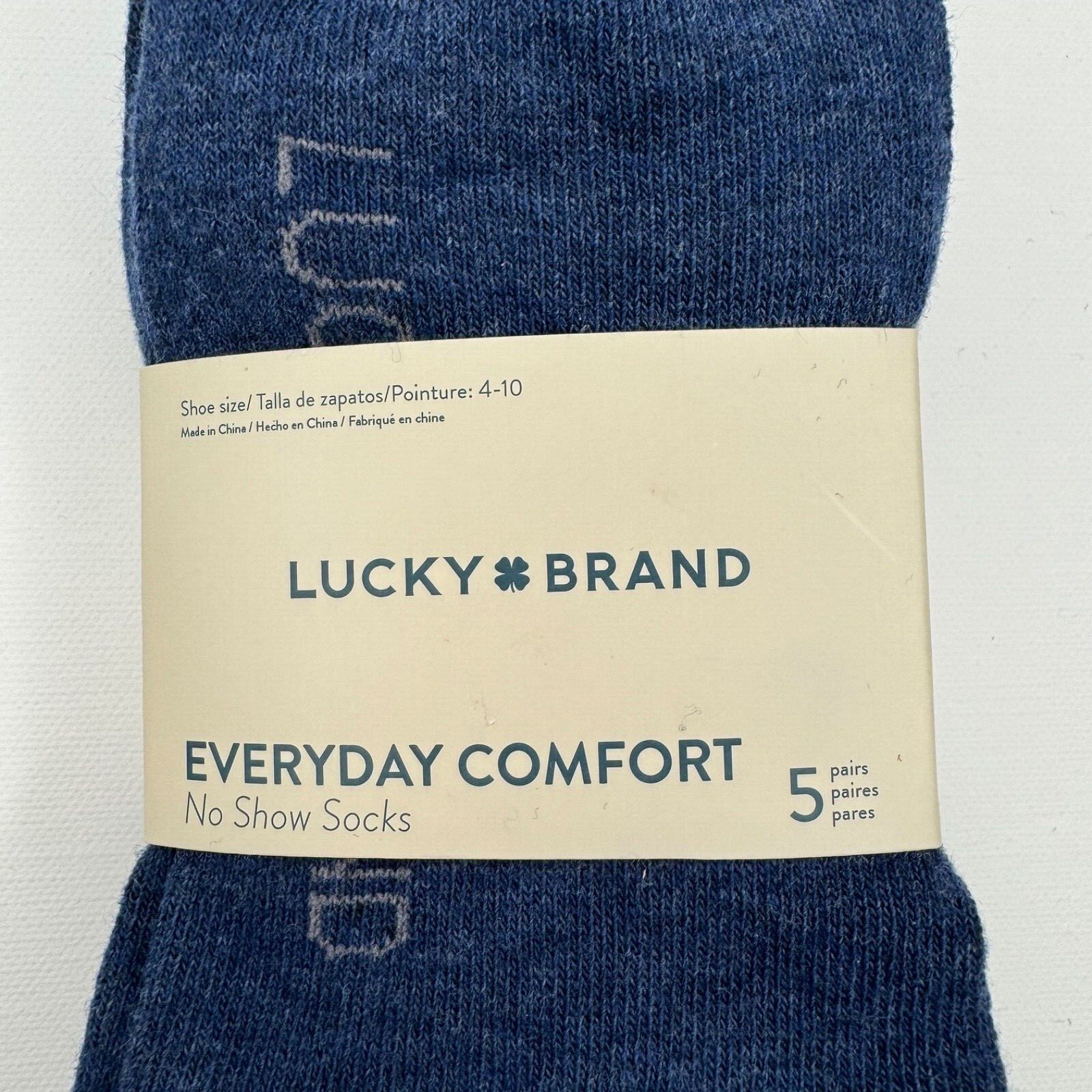Lucky Brand Womens 5 Pair Everyday Comfort No Show Sock Set Shoe Size 4-10 Solid
