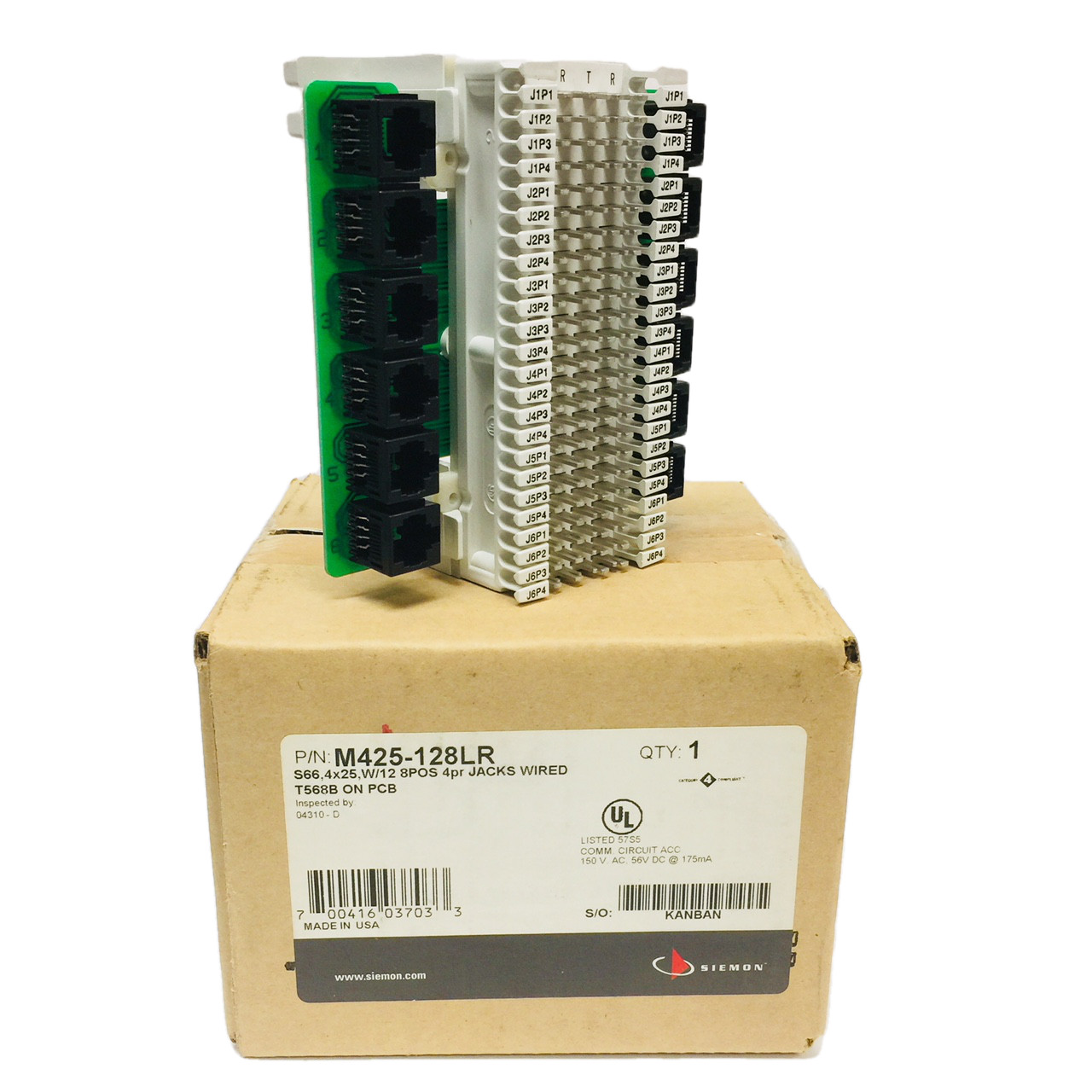 M425-128LR (S66M425-128LR) 4-pair modular jacks wired to T568B specifications S6