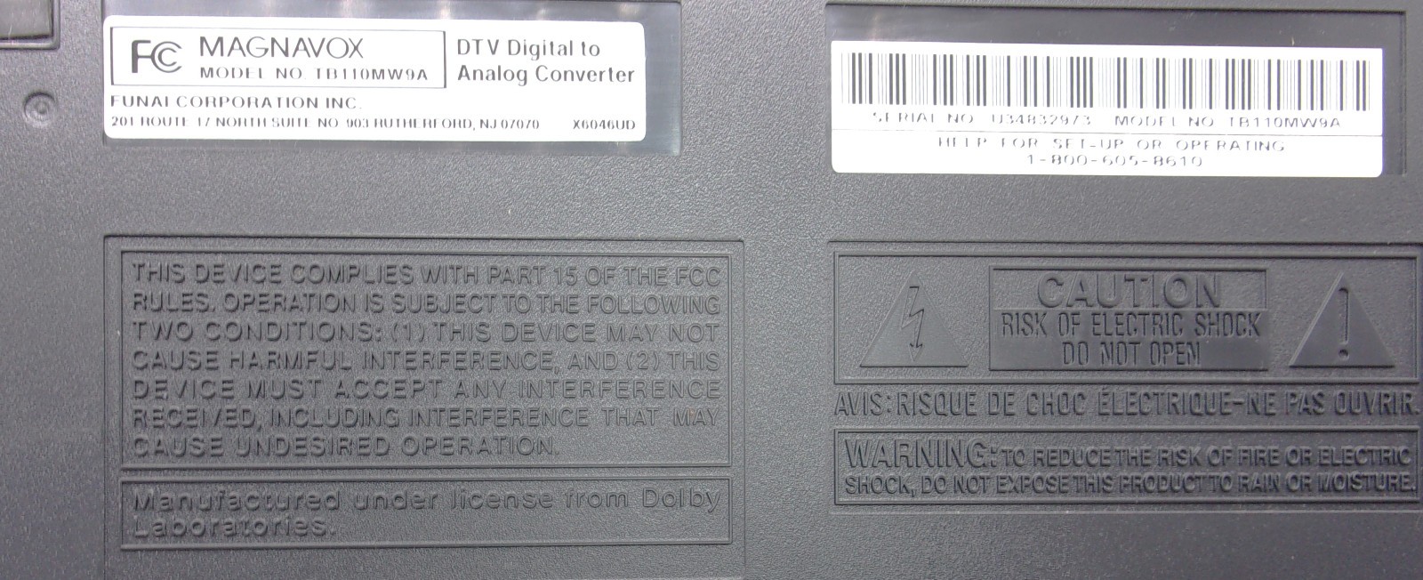 Magnavox TB110MW9 DTV Digital to Analog TV Converter Television Box With Remote