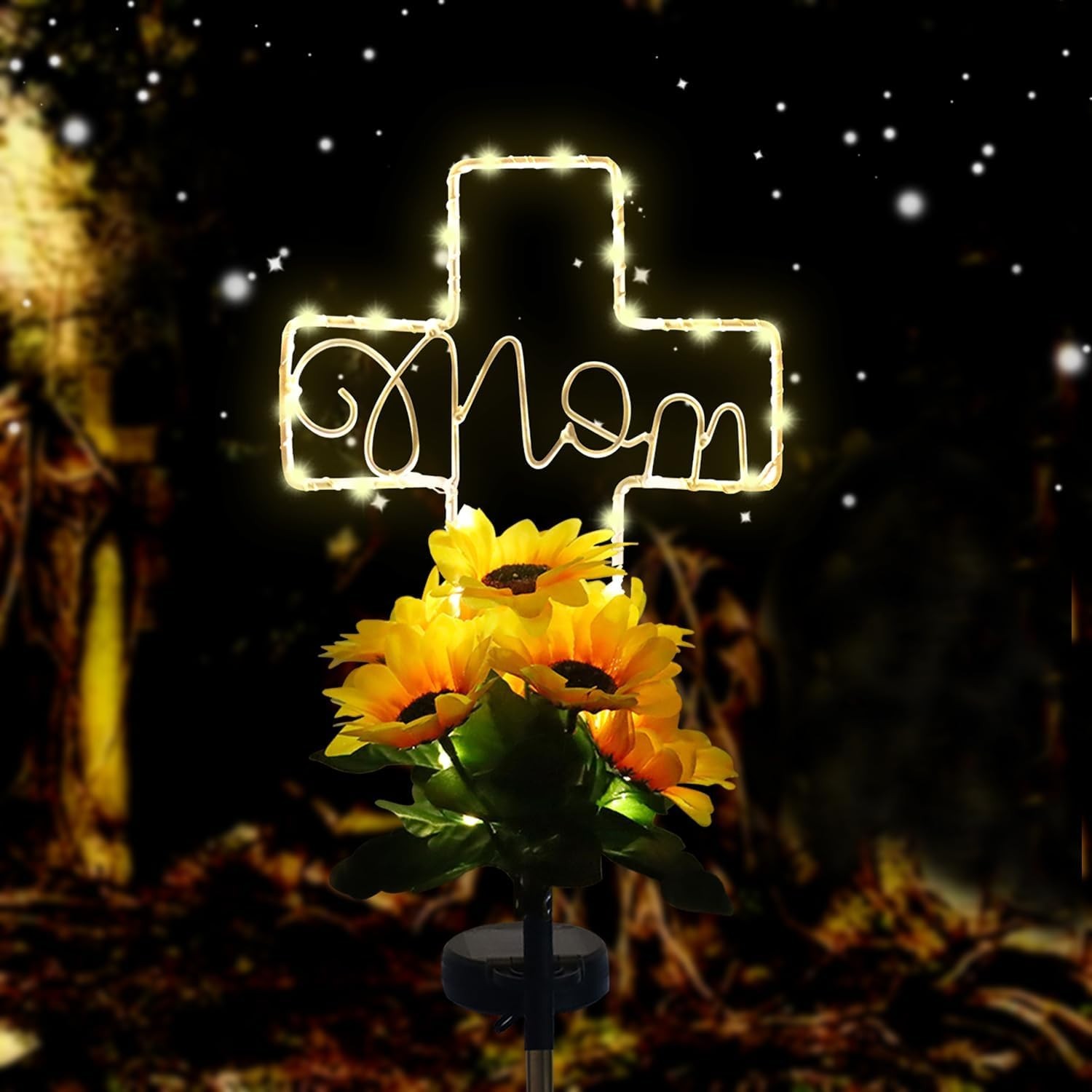 Solar Cross Lights for Grave Decorations, Memorial Sympathy Gifts for Loss of Mo