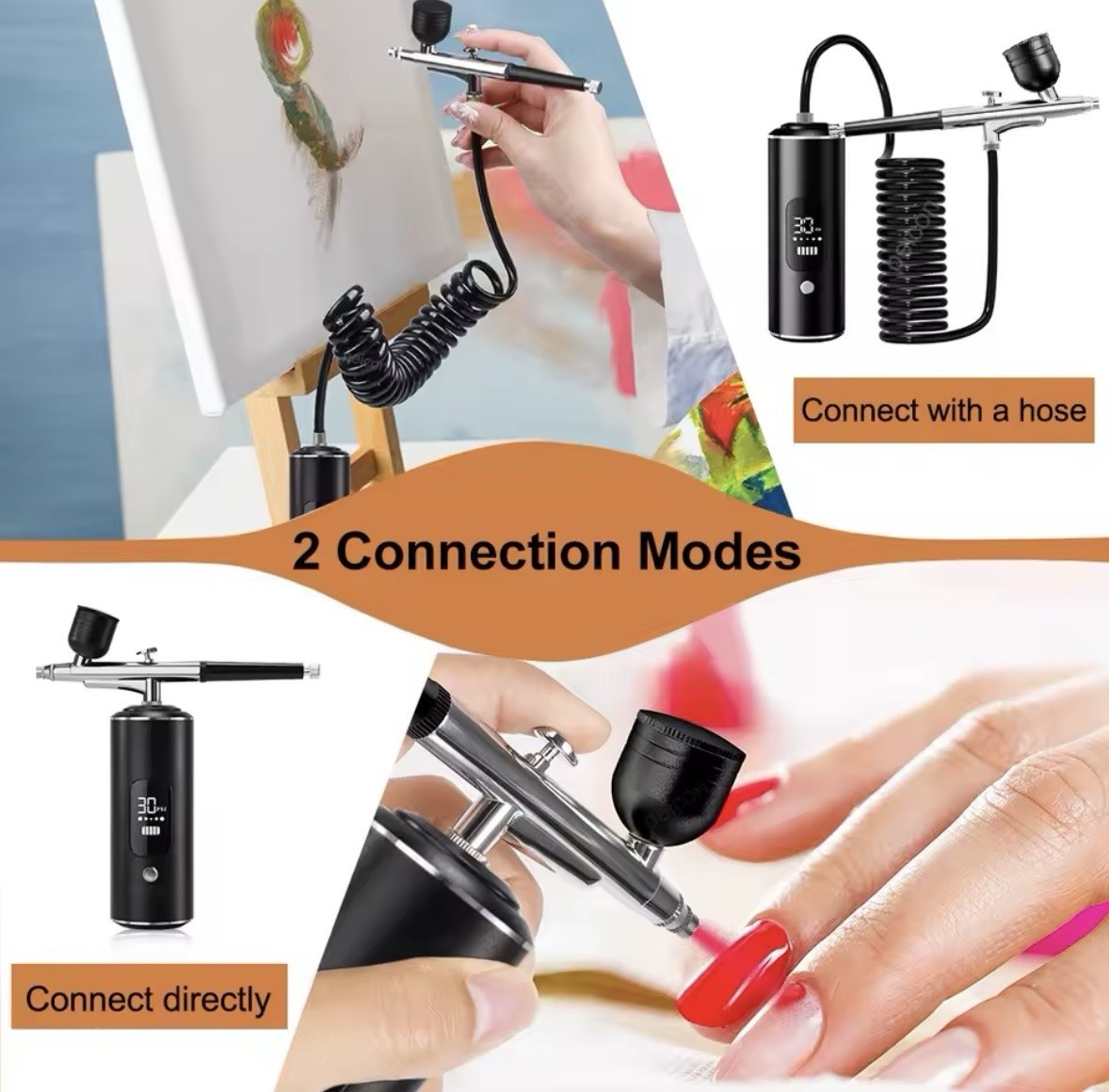 Aeropenna Portable Airbrush With Display Nail Model Kit With Compressor