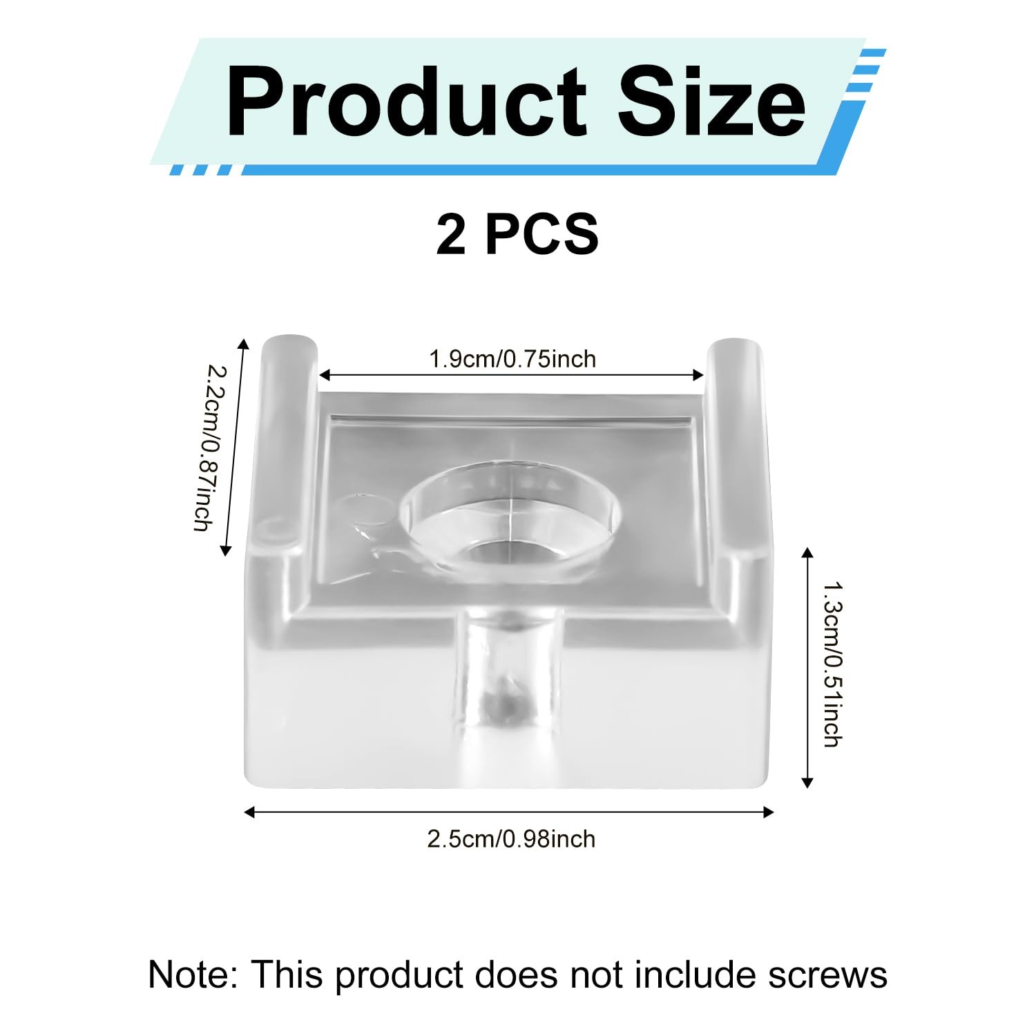 PEUTIER 2pcs Sliding Door Finger Pull, Clear Acrylic Glass Medium,