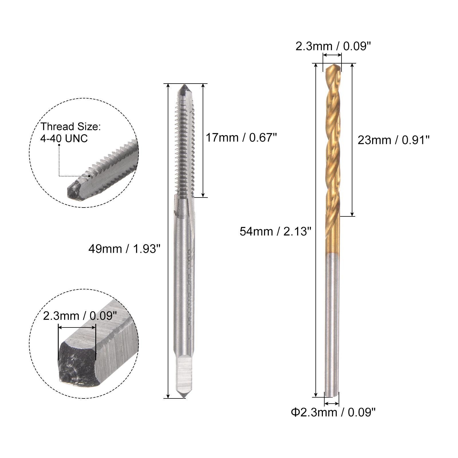 4-40 UNC Straight Flute Tap 2.3mm Twist Drill Bit Set Titanium Plated