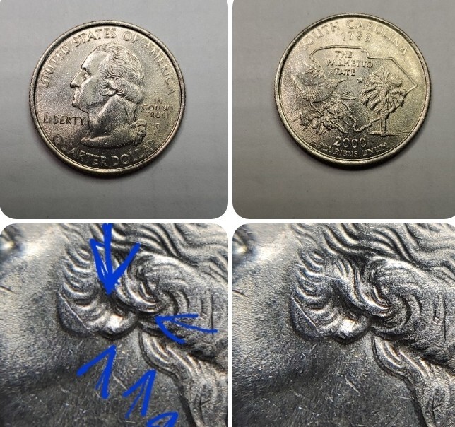 2000p Machine Doubling On Ear And Hair Washington Quarter#69