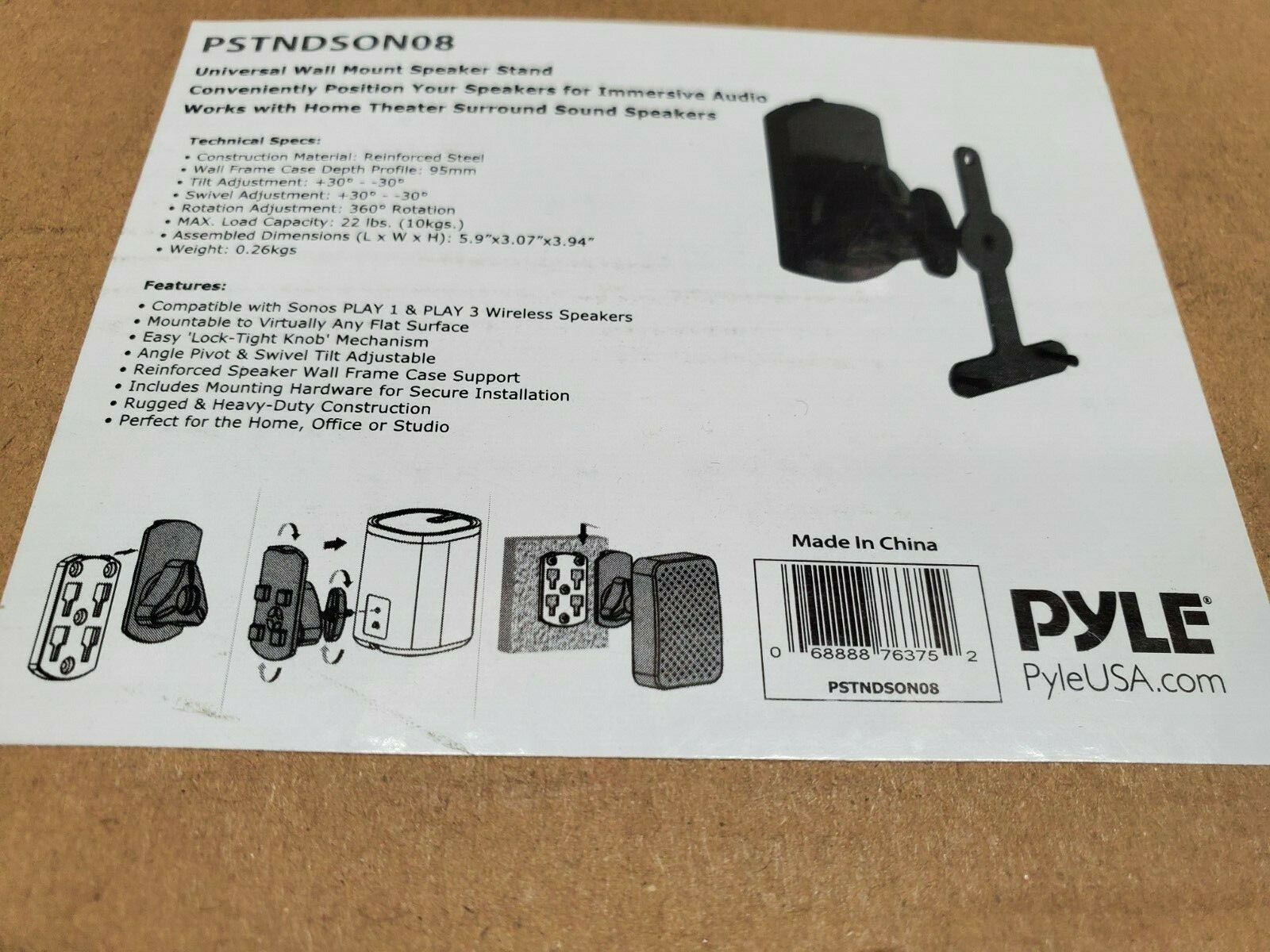 Pyle Universal Wall Mount Speaker Stand - New in Box