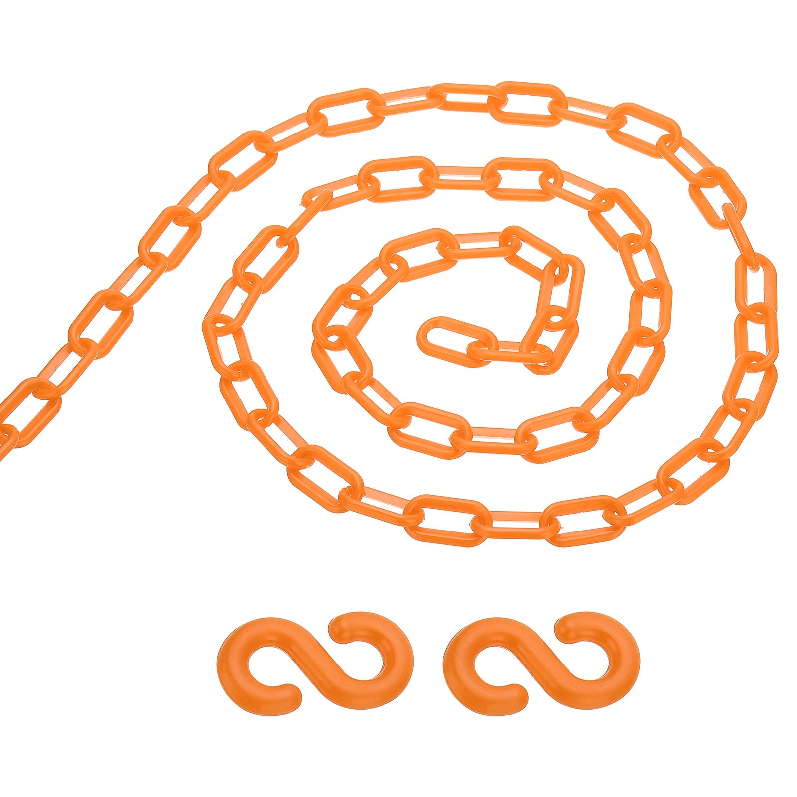 13Ft Plastic Safety Barrier Chain 2 S-Hooks, Orange