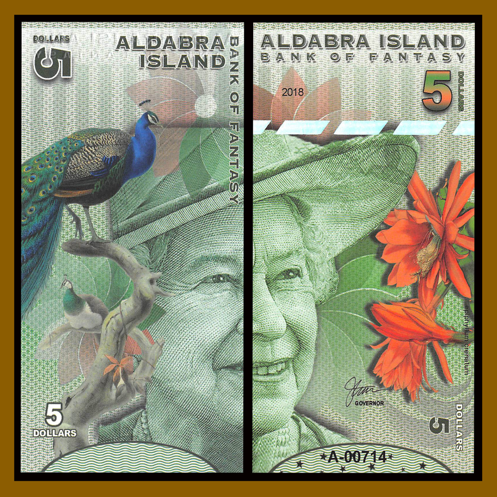 Aldabra Islands 5 10 20 50 100 500 Dollars (6 Pcs Full Set), 2018 QEII Fantasy