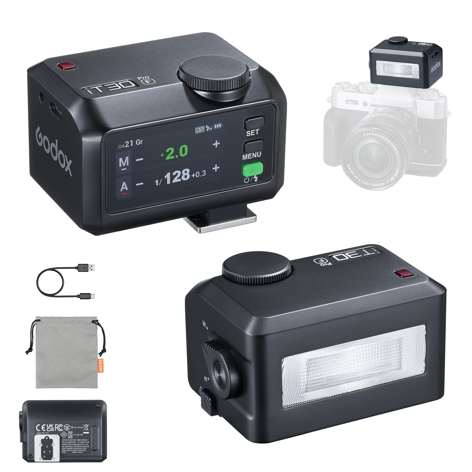 GODOX iT30Pro-F Mini HSS 2.4G Camera Flash Speedlite for Fuji Built-in Battery