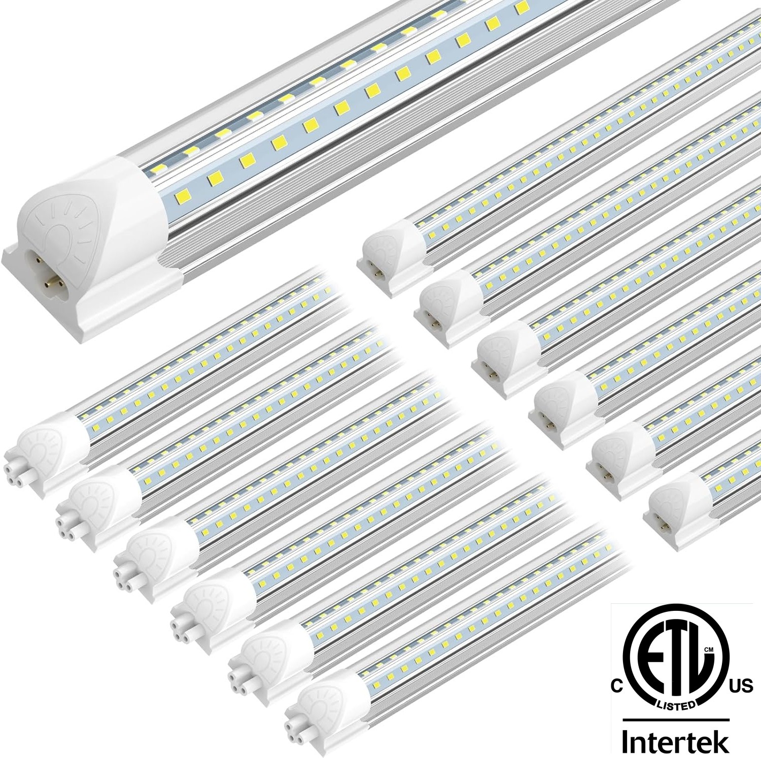 ETL 8FT LED Shop Lights 4-25Pack 100W 15000LM 6500K Cool White T8 Led Bulbs GE
