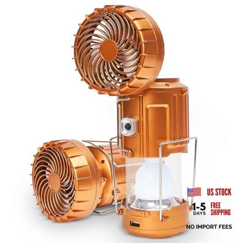 5-in-1 Solar Light and Fan (Gold) - Rechargeable Lantern with Classic – Gold