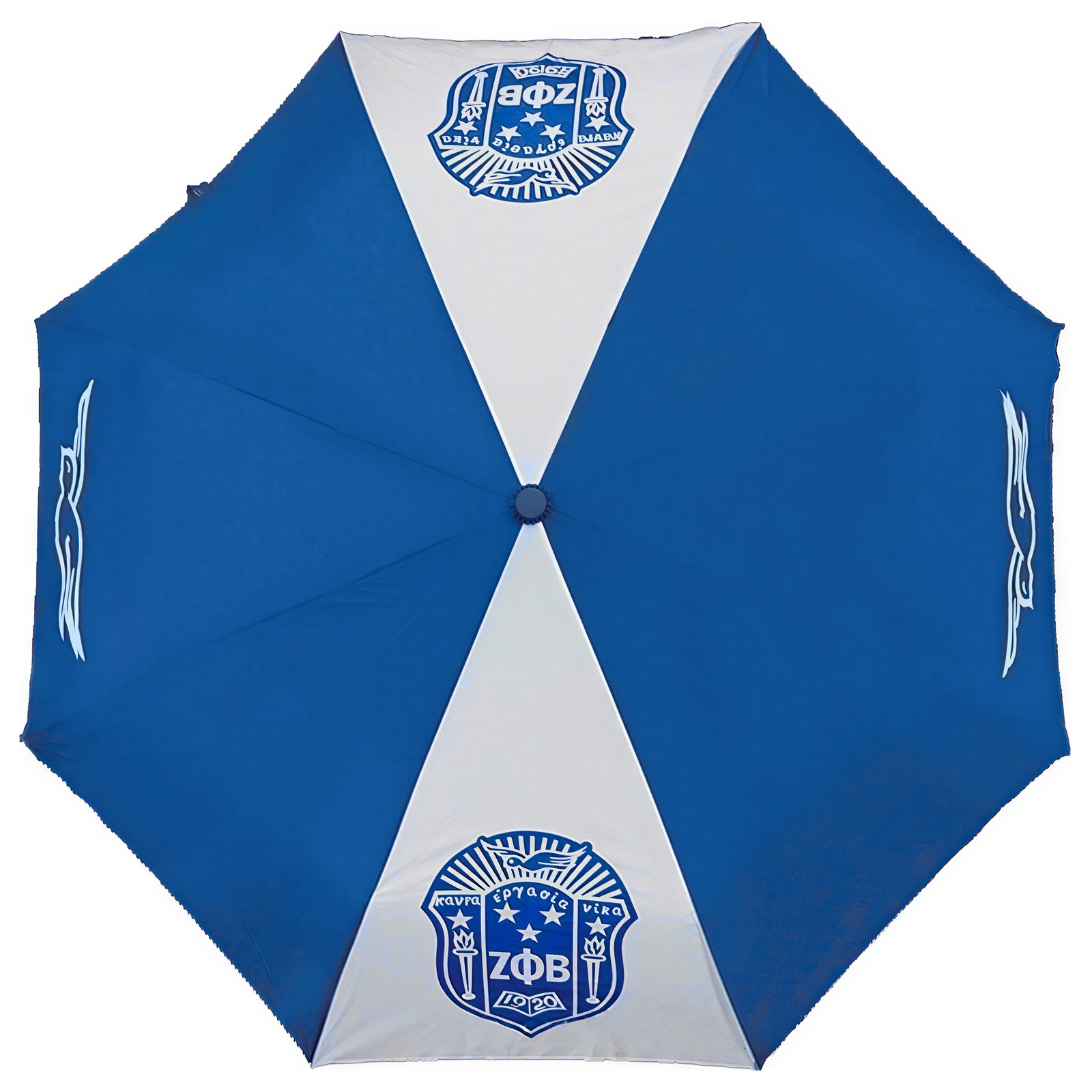 Zeta Phi/&Phi; Beta Wind Resistant Auto Open Jumbo Umbrella [Blue/White - 30"]
